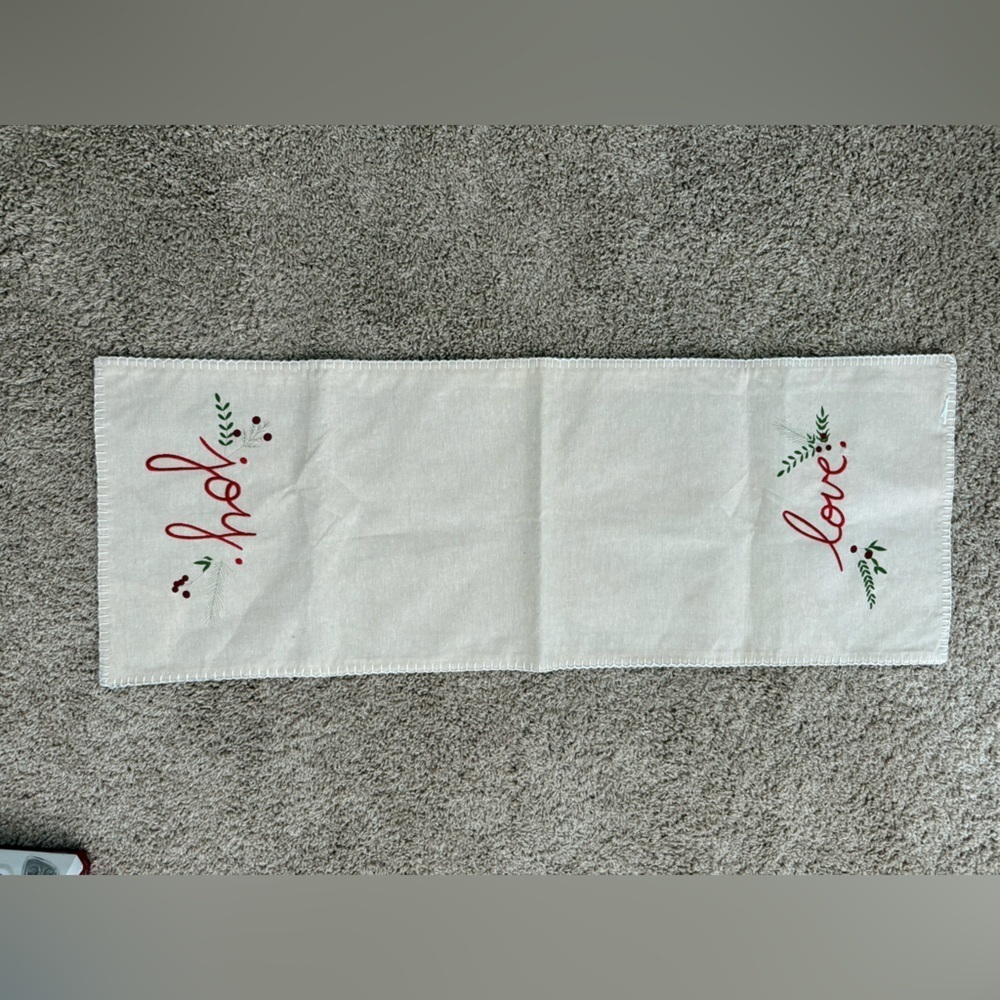 Festive Reversible Table Runner | Merry and Joy | Red Plaid | Holiday Christmas